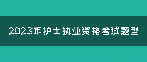 2023年护士执业资格考试题型(图1)