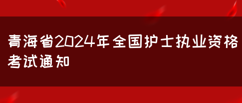 青海省2024年全国护士执业资格考试通知(图1)