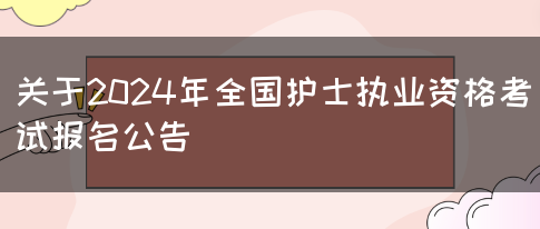 关于2024年全国护士执业资格考试报名公告(图1)